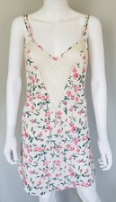 Victorias Secret Chemise M Champagne Floral Spaghetti Straps Lace Gold Label