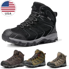 Men's Wide Size Ankle High Waterproof Hiking Boots Outdoor Trekking Shoes US