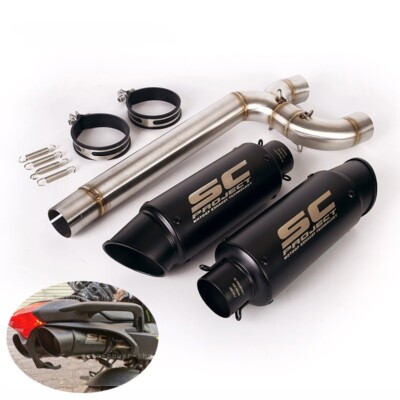 For Yamaha FZ6 2004-2011 Exhaust Link Pipe Black Muffler Tips Slip on System