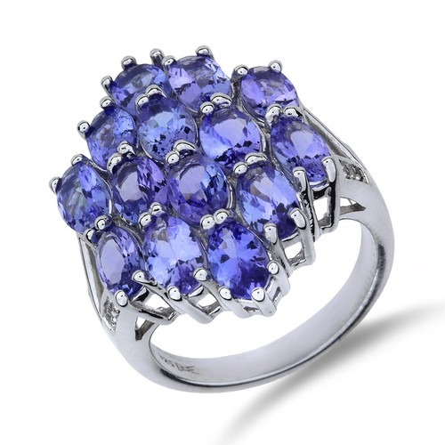 Sterling Silver Tanzanite & Zircon Cluster Ring SR-3949