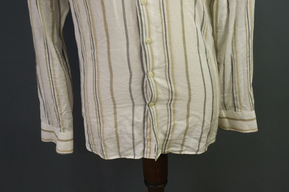 Camisa Etro Ben Essere Beige Rayas Manga Larga Con Botones Talla 39 Foto 3 de 4