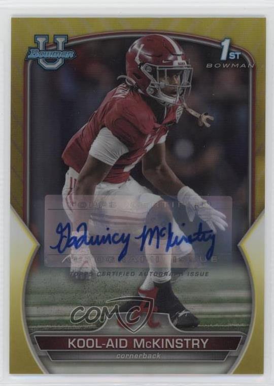 2022 Bowman University Chrome Yellow Refractor 42/75 Kool-Aid McKinstry #14 Auto
