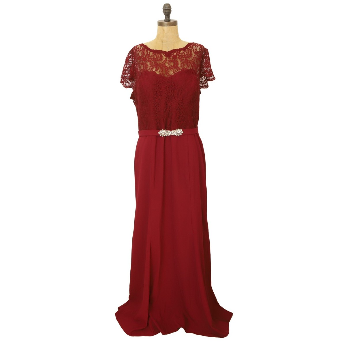 Jenny Packham Marquis Bridesmaid Dress 18-R Crepe Lace Burgundy