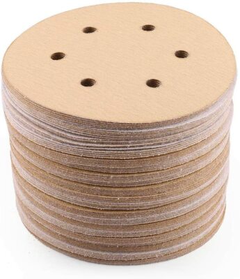 50PCS 6 in Hook and Loop Sanding Discs 6-Hole 80 Grit Gold Orbital Sander Paper