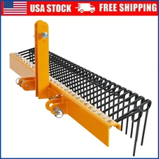 60" 3 Point Hitch Heavy Duty Steel Pine Straw Rake for Cat-1 Tractor Attachment