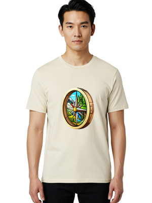 Compass Mens Graphic Tee, 100% Cotton, Casual Summer Wear
