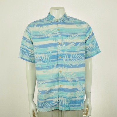 Tommy Bahama 100% Silk Hawaiian Shirt Mens Medium Leaf On The Water Floral