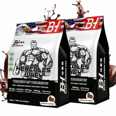 Hercules Whey Protein 6KG Total 2x3KG Muscle Growth Recovery - Black Hammer USA