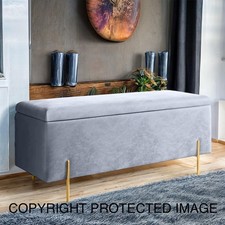 Ottoman Storage Box Plain Design Velvet Blanket Toy Pouffe Bench Footstool