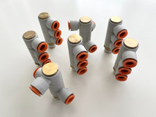 SMC KQ2VT13-37AS 1/2" NPT x 1/2" Tube Triple Male Elbow, lot of 7