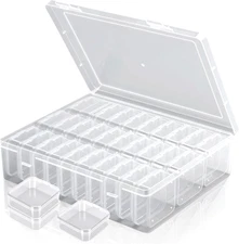 Bead Organizer Box 31 Mini Clear Storage Containers with Labels Craft Jewelry