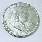1960 D Ben Franklin SilverHalf Dollar 90% Silver Circulated Coin Free Ship #8898