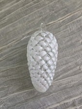 Vintage Clear Blown Glass Pinecone 7.5" Glitter Christmas Ornament