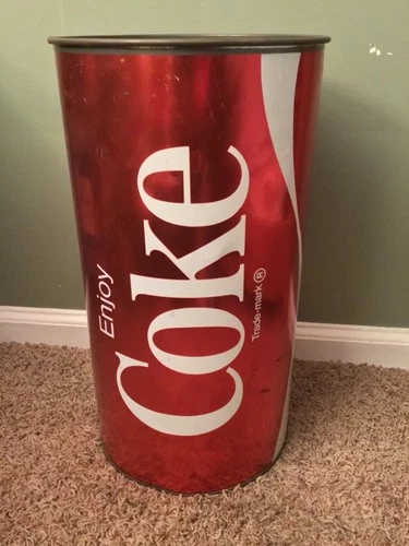 Vintage 1970’s Coca-Cola Enjoy Coke Large Metal Trash Can
