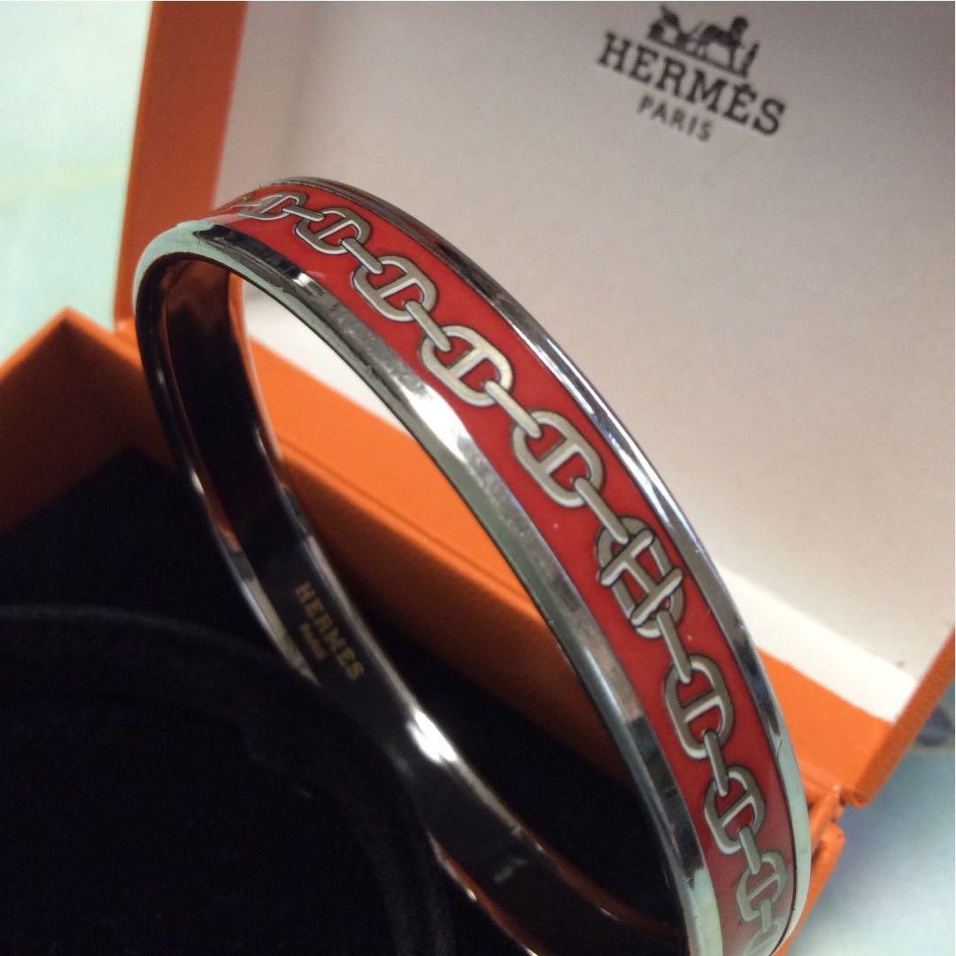 Hermès Enamel Chaine d'Ancre Bracelet Used Silver H Logo 6.2mm