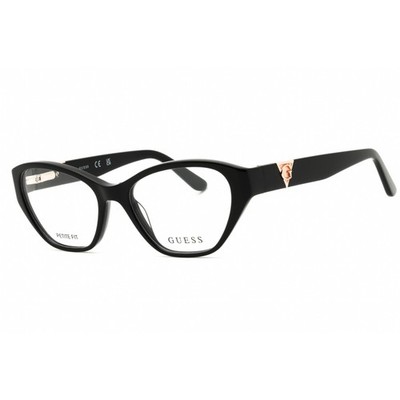 Guess Women's Eyeglasses Cat Eye Shiny Black Acetate Full Rim Frame GU50162 001