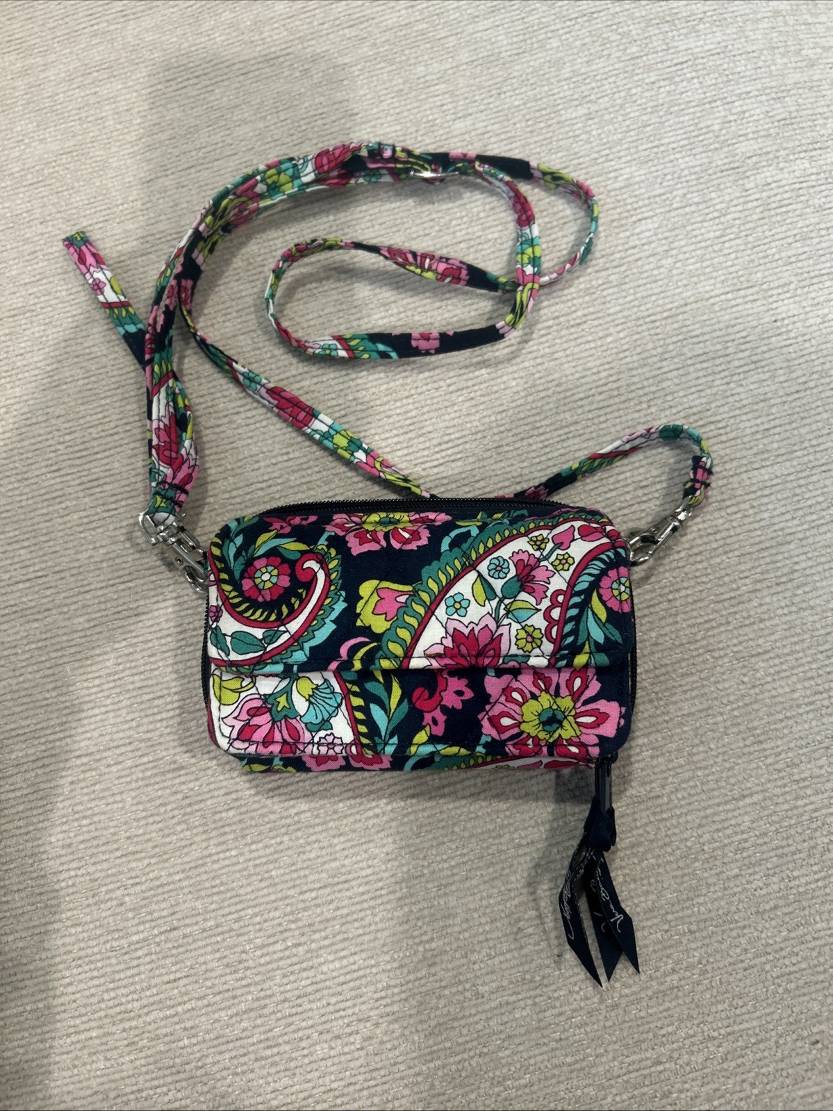 Vera Bradley Petal Paisley All In One Crossbody Wallet Purse Bag