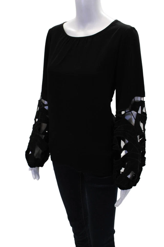 Blusa pulôver Joie feminina manga longa gola redonda preta sólida tamanho M - Imagem 2 de 4