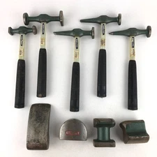 Vintage Craftsman Auto Body Hammer Set of 5 V Series with Dolly Hand Anvil Crown