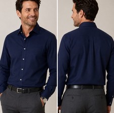 Charles Tyrwhitt Non-Iron Classic Fit Blue Button Down Dress Shirt Men  s 16/35