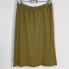 Vintage Handmade Knit Olive Green A-Line Midi Skirt S