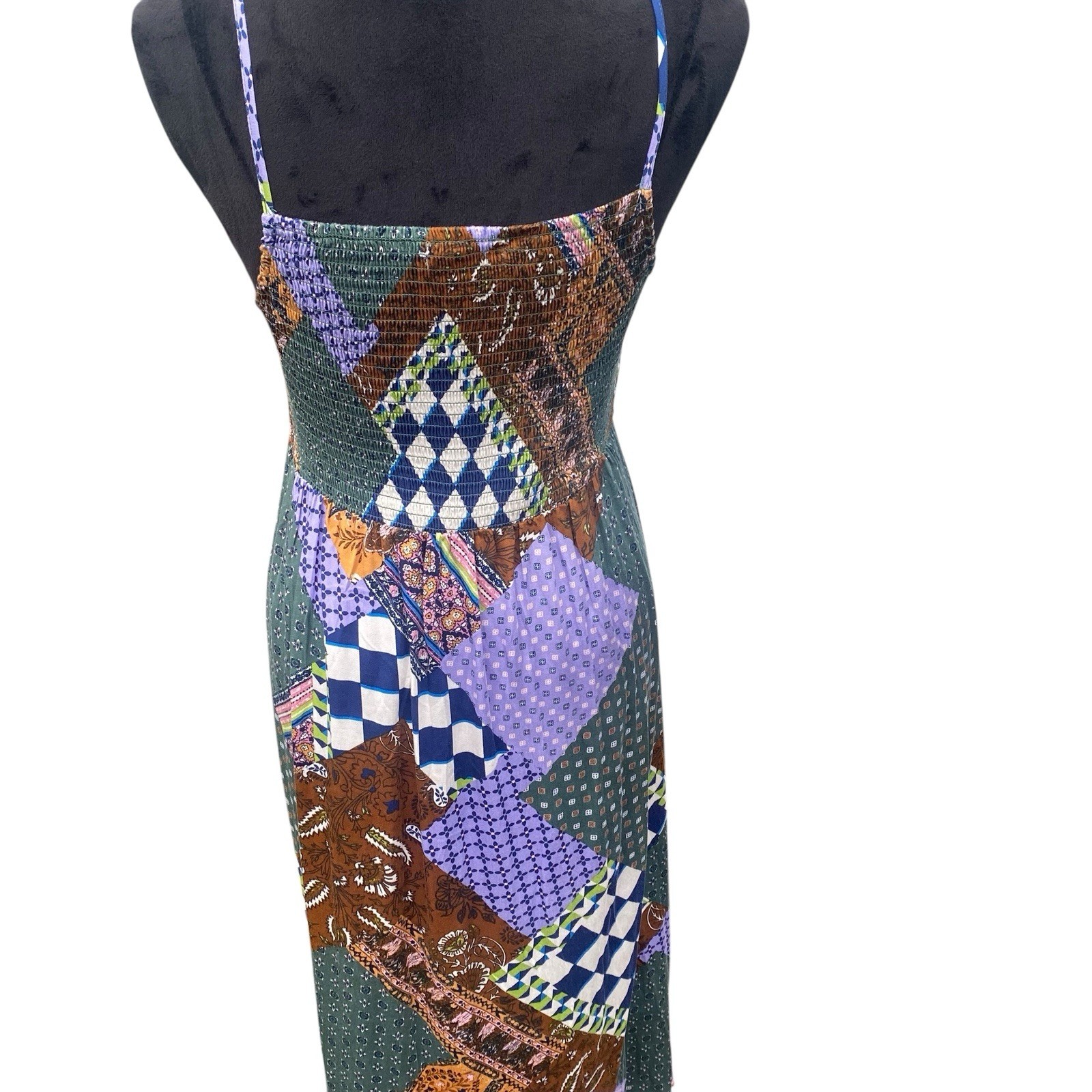 Boho Patchwork Spaghetti Strap Dress Whimsigoth E… - image 9