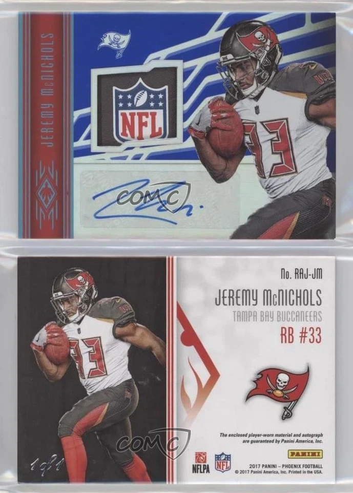2017 Phoenix Laundry Tag NFL 1/1 Jeremy McNichols RPA Patch Auto RC Shield xa7 - Image 3 of 3