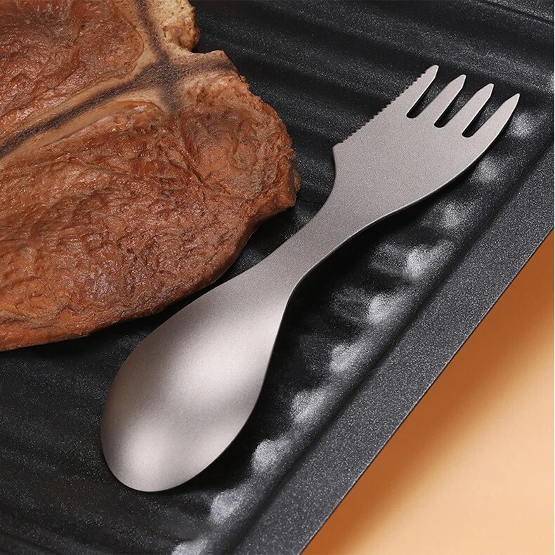 Pure Titanium Fork Spoon Knife 3 in 1 Spork Camping Backpacking Tableware Gift!! - Image 4 of 4