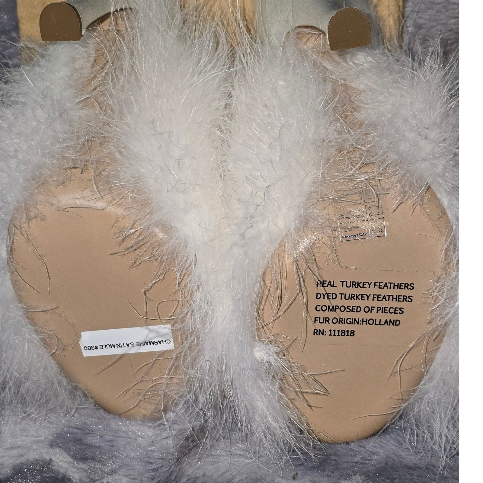 NWB Michael Kors Collection Charmaine Feathers Satin Mules Optic White 36 US 6 thumbnail 6