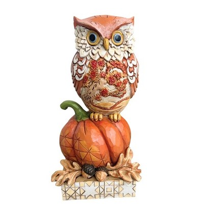 Jim Shore Heartwood Creek Whoo Loves Autumn Owl on Pumpkin Figurine 6001542