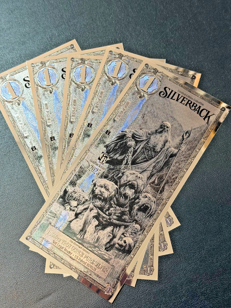 5X Silverback Hades Olympus 1/1000 OZ .999 Silver Note Limited