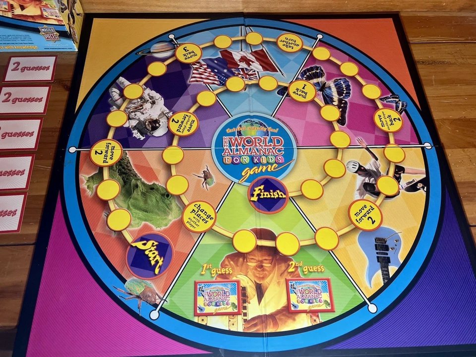 World Almanac Kids Board Game Play Adventure Map Read Family Fun Global Trivia - Image 2 of 4