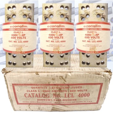 (3 Pc) FPE Federal Pacific - LCL4000 - 4000A FUSES - 600V NOS (3 NEW in BOX) 