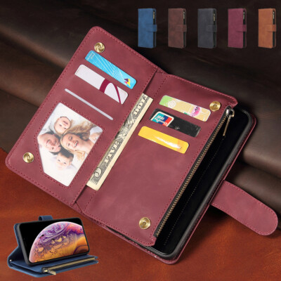 Retro Leather Zipper Card Wallet Case For Xiaomi Redmi Note 9 Pro Max 9S 9T 5G