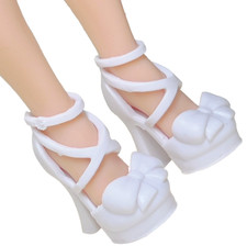 Rainbow High Color Create Doll Outfit Shoes White Strappy High Heel Sandals Bow