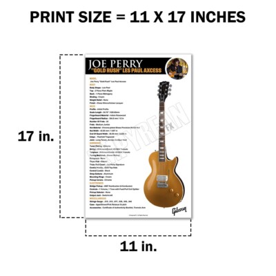 Joe Perry Gold Rush Les Paul Axcess Guitar Specs Wall Art Print | eBay
