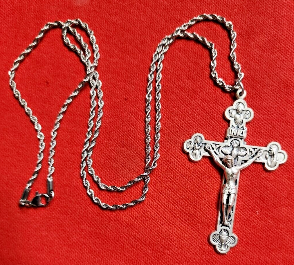 VINTAGE CHRISTIAN CATHOLIC NUN CROSS WITH CHAIN 24 INCHES ITALY | eBay