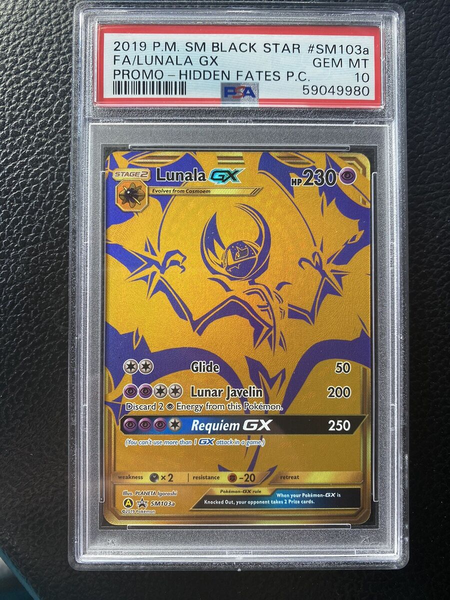 Pokemon Lunala GX SM103A Gold Full Art Promo Card SM Hidden Fates:  : Toys