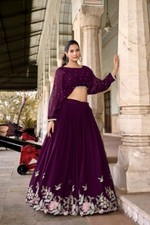 New Launching Wine Color Georgette Lehenga Choli For Indian Function Wear