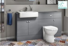 1500mm Combined Square Gloss Grey Vanity Unit Toilet Sink floor standing
