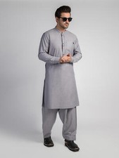Mens Light Gray Plain Shalwar Kameez Eid Shalwar Kameez Handmade Kurta Shalwar