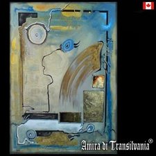 abstract art painting original modernism flower cosmic landscape universe planet