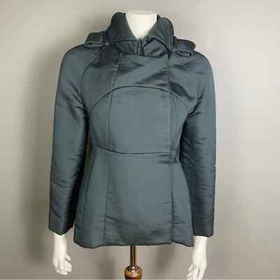 Valentino Spa jacket coat green grey size 10 quilted wool silk Italy