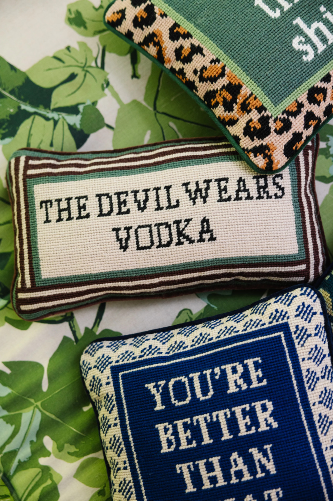 Furbish - Devil Wears Vodka 8" x 14" Needlepoint Pillow - CEL-1