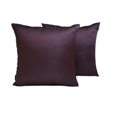 Art Silk Plain, Solid Pack of 2, 16"x16" Throw Pillow Cover - Dark Plum Luxury
