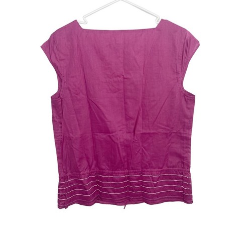 LOFT lila bestickt Baumwolle Top Boho Y2K Freizeit Sommer Größe 10 NEU g - Bild 5 von 5