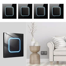 Panel de interruptores LED Espejo de cristal templado Botón de pared Interruptor