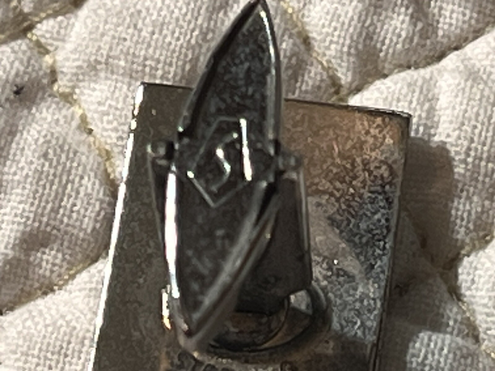 Vintage Sterling Silver Brushed Rectangular Bulle… - image 8