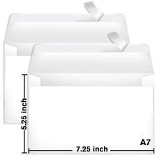 White Invitation Envelopes 5.25"x7.25" A7 Self Seal Envelope 5X7 for Cards 50PK