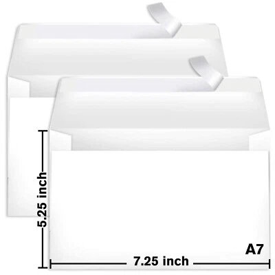 WOW BAGS White Invitation Envelopes 5.25"x7.25" A7 Self Seal Envelope 5X7 for Cards 50PK